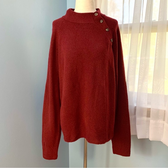 NWT J. Crew Vintage Burgundy Button Sweater in Extra Soft Yarn - Picture 3 of 9